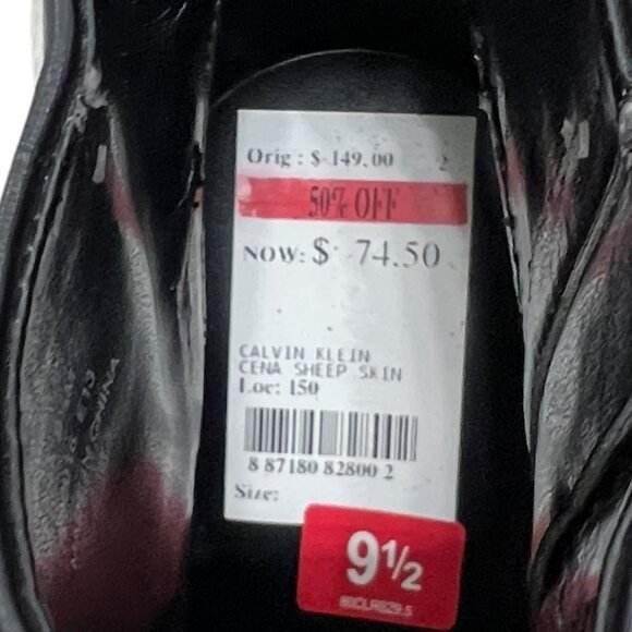 Calvin Klein Sheep Skin Leather wedge platform booties women's size 9.5 - Picture 5 of 7